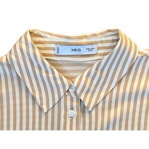 MANGO MNG STRIPED SOFT SHIRT BLOUSE FOR BUSINESS OR CASUAL OR VACATIONWEAR